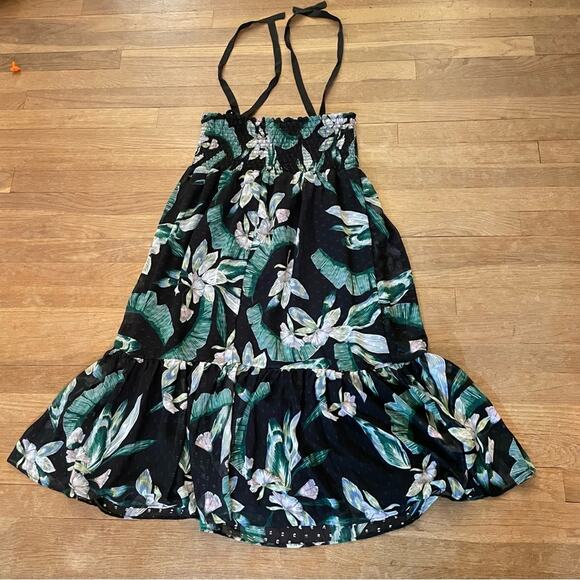 Maette women's black floral flower midi dress size medium M b22 - Picture 4 of 5